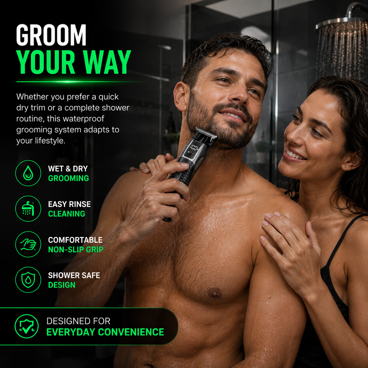VXPROZ 6-in-1 men's trimmer kit with attachments and charging case - main product view