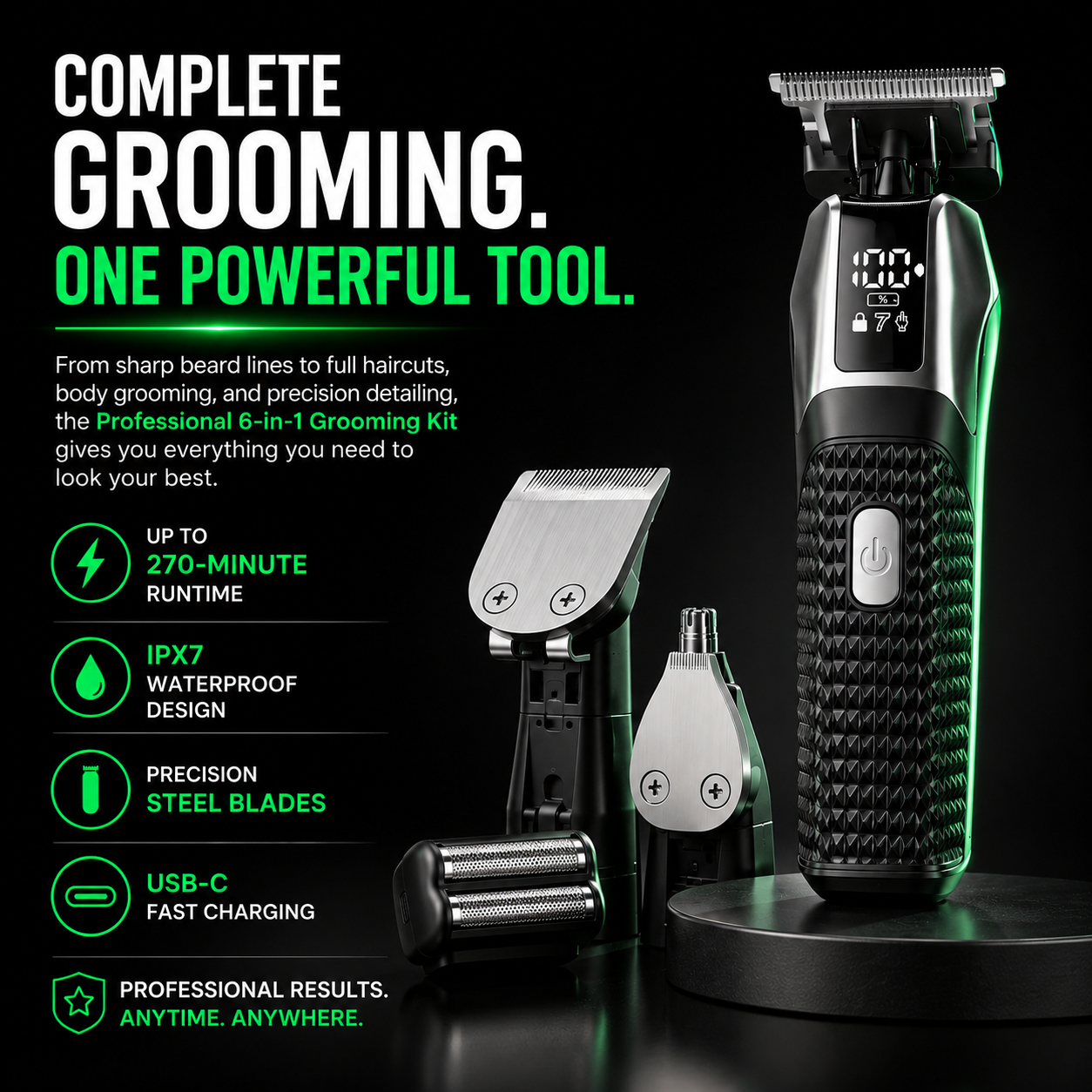 VXPROZ waterproof IPX7 trimmer rinsing under running water